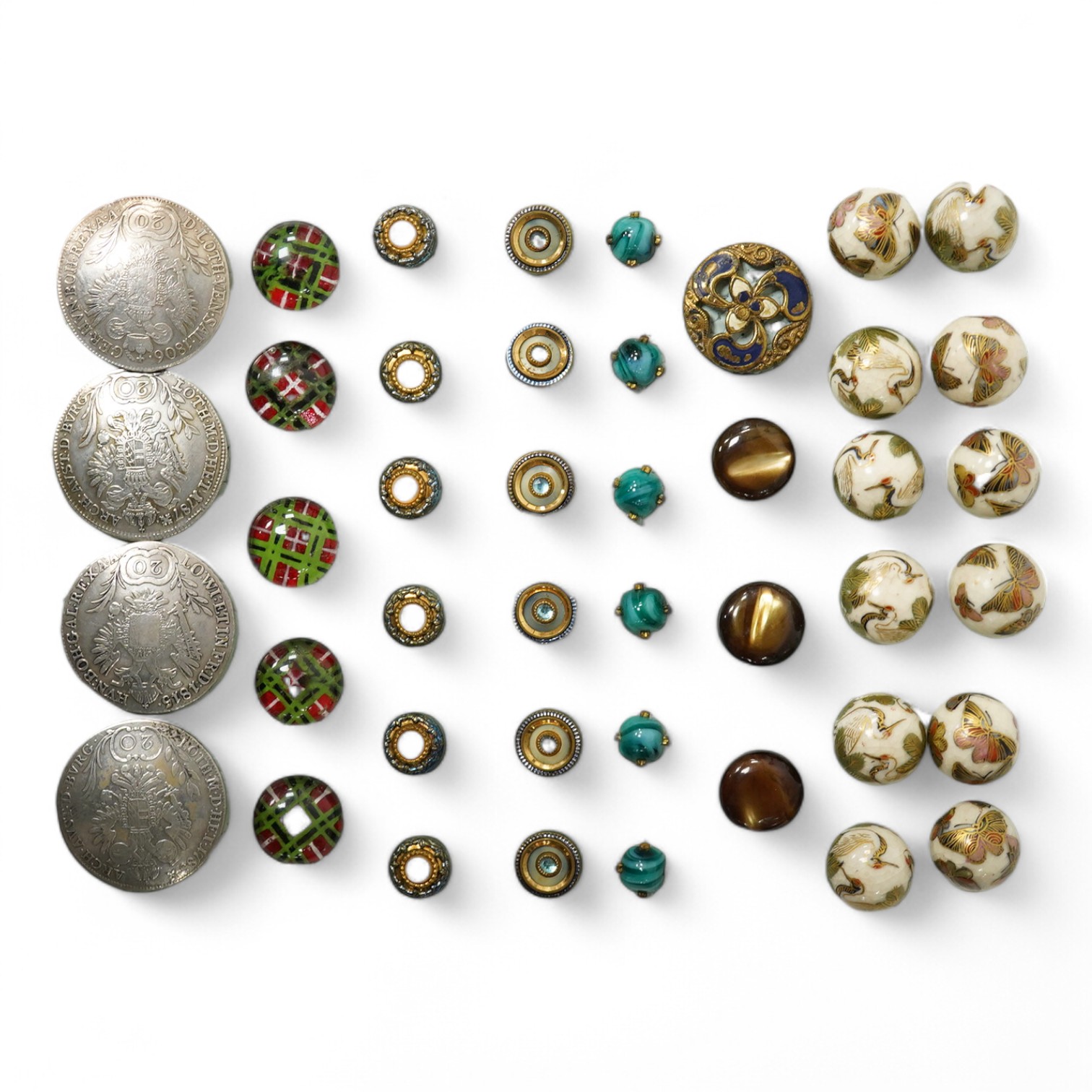 A group of 43 assorted antique buttons, largest 27mm; largest 2.5cm diameter. Condition - good